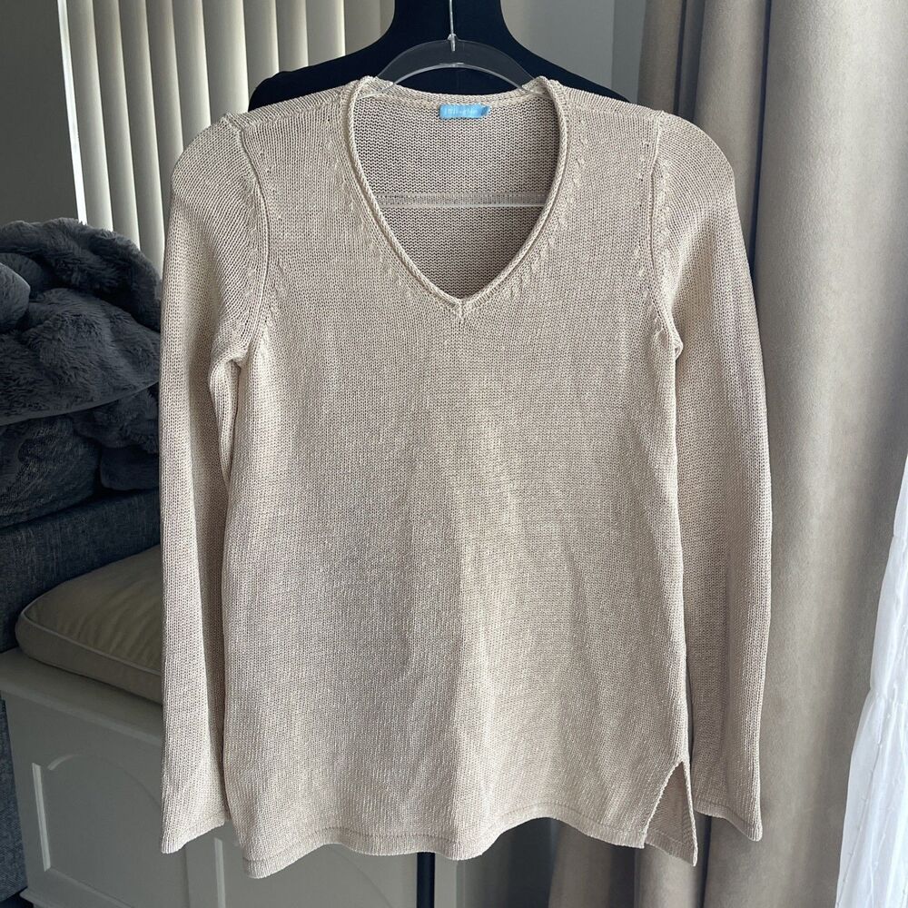 J McLaughlin Oversized Callum Sweater Knit V Neck Beige XS